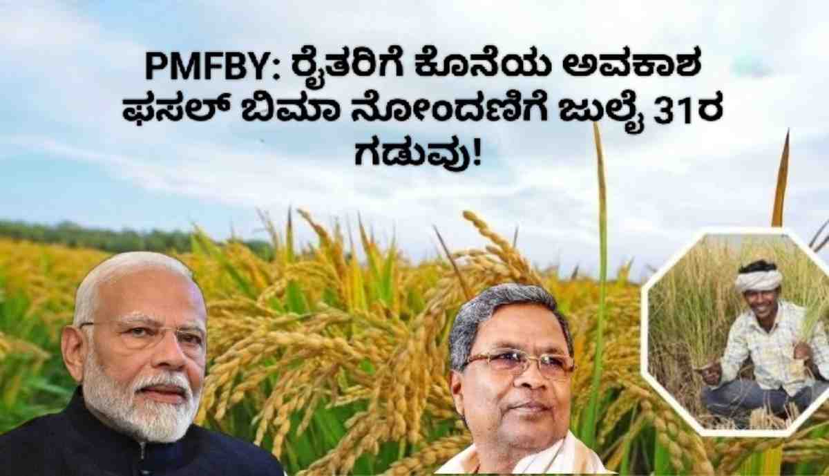 PMFBY: ರೈತರಿಗೆ ಕೊನೆಯ ಅವಕಾಶ: ಫಸಲ್ ಬಿಮಾ ನೋಂದಣಿಗೆ ಜುಲೈ 31ರ ಗಡುವು! ಬೆಳೆ ವಿಮೆ ಮಾಡಿಸಿಕೊಳ್ಳಿರಿ ವಿಮಾ ಭದ್ರತೆ ಪಡೆಯಿರಿ!