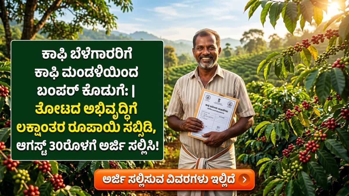 Coffee Board subsidy 2026: ಕಾಫಿ ಬೆಳೆಗಾರರಿಗೆ ಭರ್ಜರಿ ಗುಡ್ ನ್ಯೂಸ್: ತೋಟದ ಅಭಿವೃದ್ಧಿಗೆ ಕಾಫಿ ಬೋರ್ಡ್‌ನಿಂದ ಲಕ್ಷ ಲಕ್ಷ ಸಬ್ಸಿಡಿ! ಆಗಸ್ಟ್ 30ರೊಳಗೆ ಅರ್ಜಿ ಸಲ್ಲಿಸಿ!