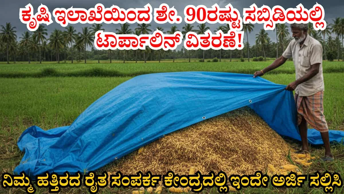 Tarpaulin subsidy: ರೈತರಿಗೆ ಬಂಪರ್ ಆಫರ್! ಕೃಷಿ ಇಲಾಖೆಯಿಂದ ಶೇ. 90ರಷ್ಟು ಸಬ್ಸಿಡಿಯಲ್ಲಿ ಟಾರ್ಪಾಲಿನ್ ವಿತರಣೆ! ನಿಮ್ಮ ಹತ್ತಿರದ ರೈತ ಸಂಪರ್ಕ ಕೇಂದ್ರದಲ್ಲಿ ಇಂದೇ ಅರ್ಜಿ ಸಲ್ಲಿಸಿ