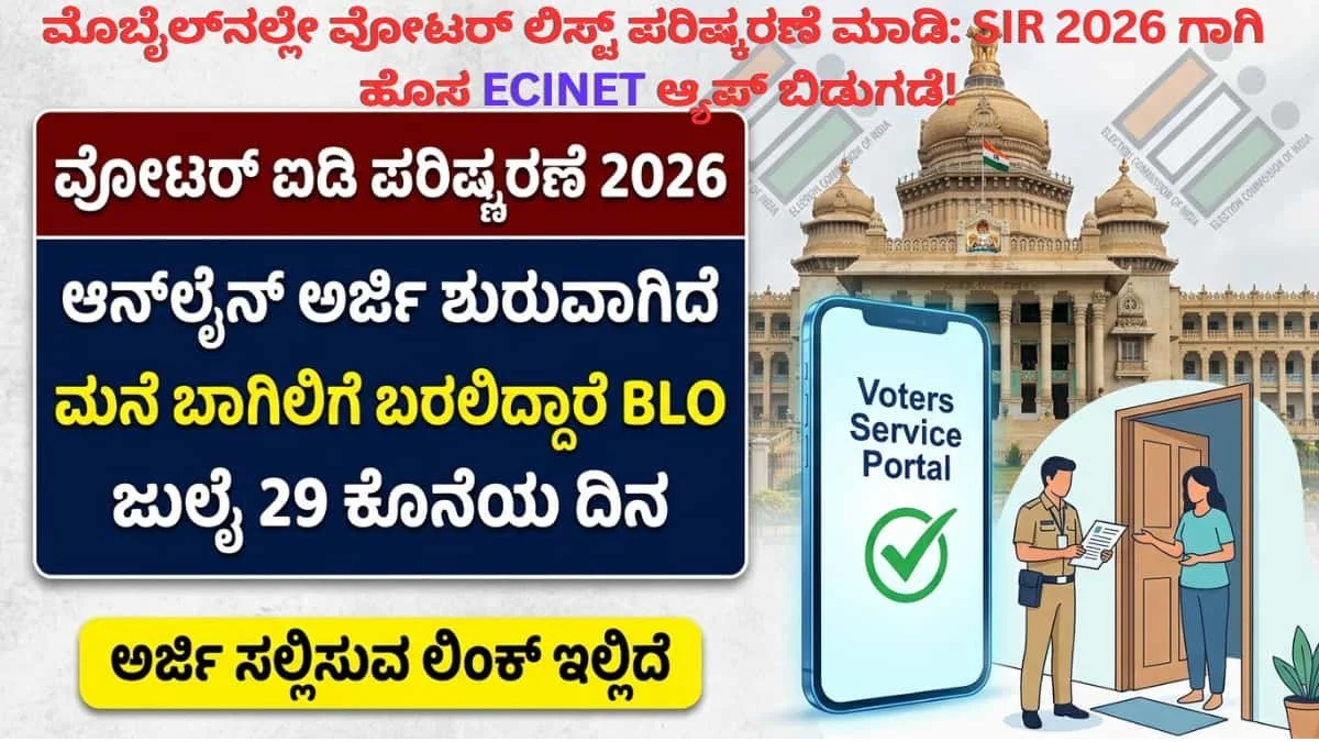 SIR 2026 Karnataka: ಮೊಬೈಲ್ನಲ್ಲೇ ವೋಟರ್ ಲಿಸ್ಟ್ ಪರಿಷ್ಕರಣೆ ಮಾಡಿ: SIR 2026 ಗಾಗಿ ಹೊಸ ECINET ಆ್ಯಪ್ ಬಿಡುಗಡೆ!